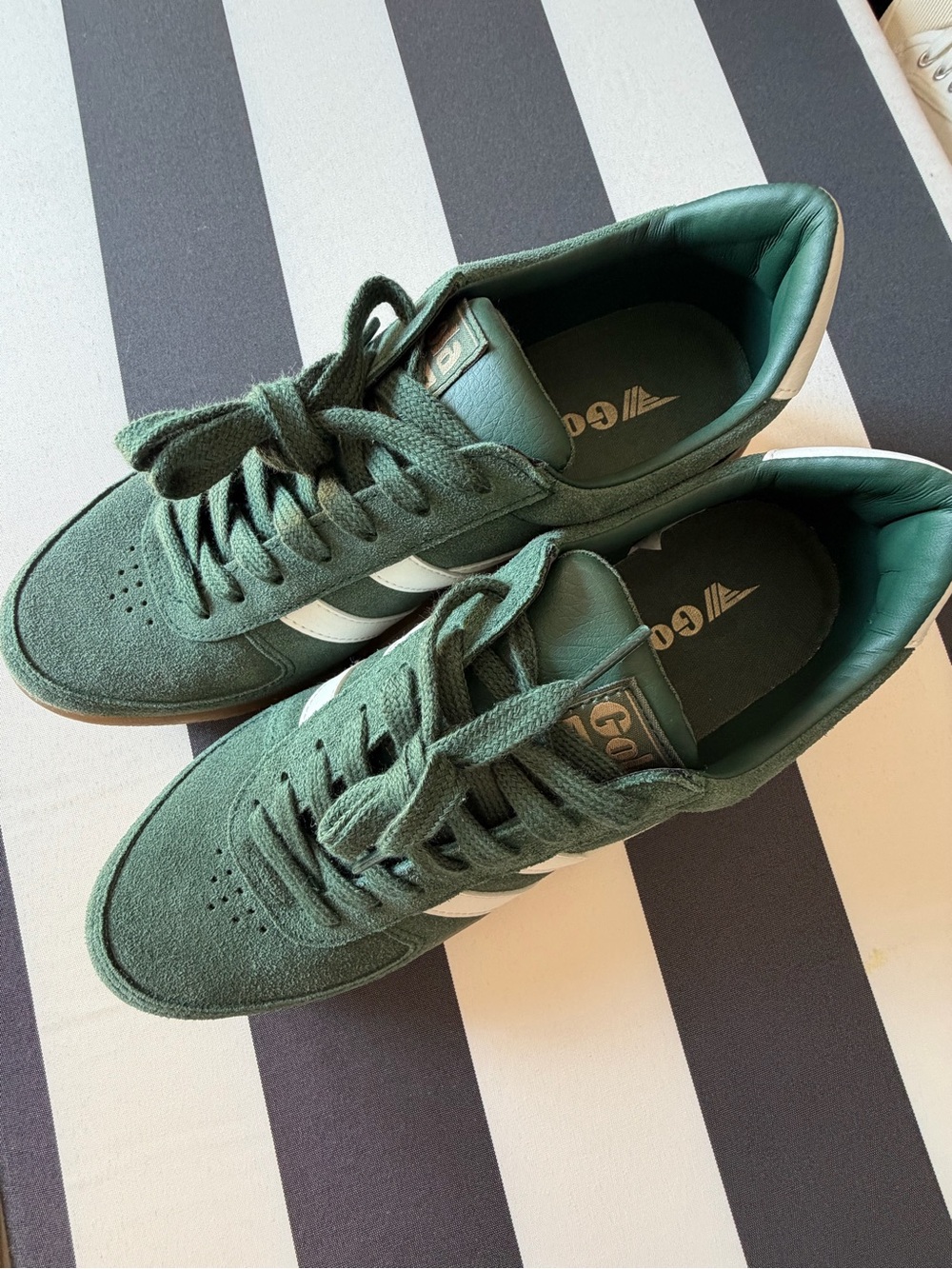 Gola Men's Green Suede & Leather Sneakers with White Stripes